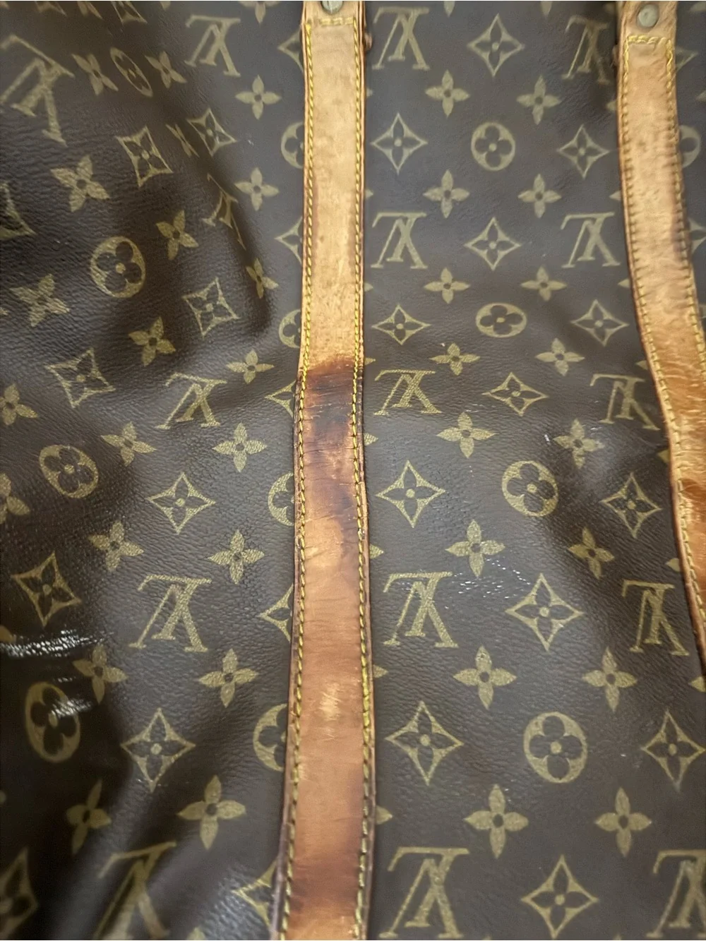 Louis Vuitton Monogram Canvas Duffel with Tan Leather Handles